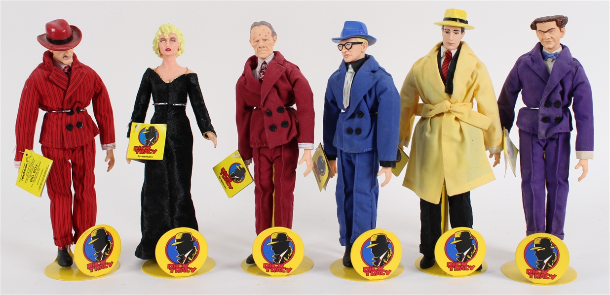 1990 Dick Tracy Character Figures by Applause w/ Doll Stands - Lot of 6