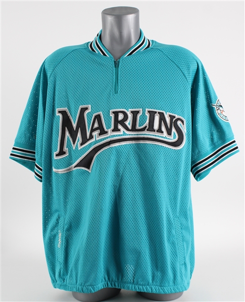 1997 Moises Alou Florida Marlins Warm Up Pullover (MEARS LOA)