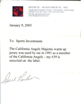 1991 Dave Parker California Angels Warm Up Jersey (MEARS LOA / Parker Letter)