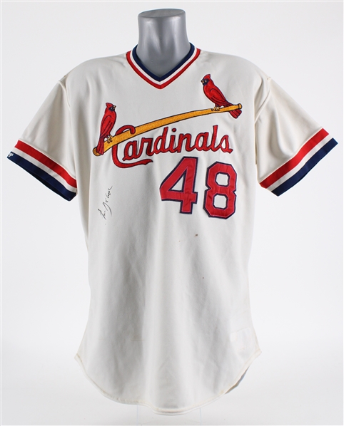 1991 Jose DeLeon St. Louis Cardinals Signed Game Worn Home Jersey (MEARS LOA / JSA)