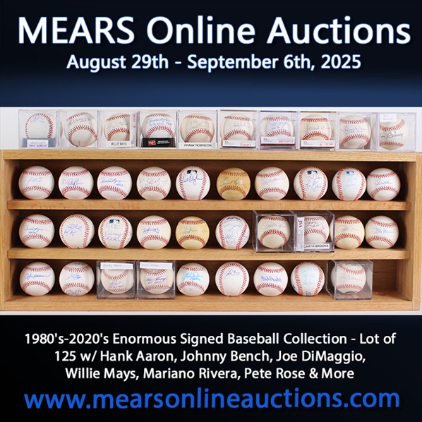 1980s-2020s Enormous Signed Baseball Collection - Lot of 125 w/ Hank Aaron, Johnny Bench, Joe DiMaggio, Willie Mays, Mariano Rivera, Pete Rose & More