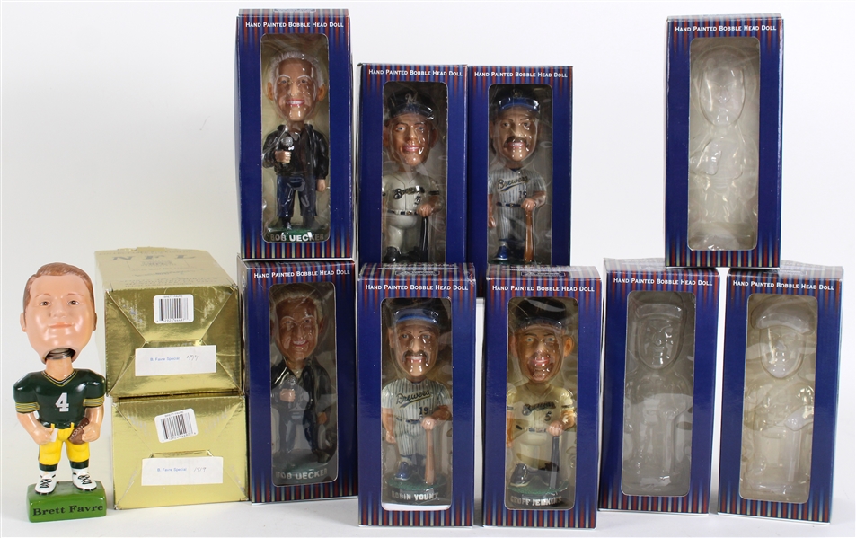 2001 Bob Uecker, Brett Favre & more Bobbleheads (Lot of 11)