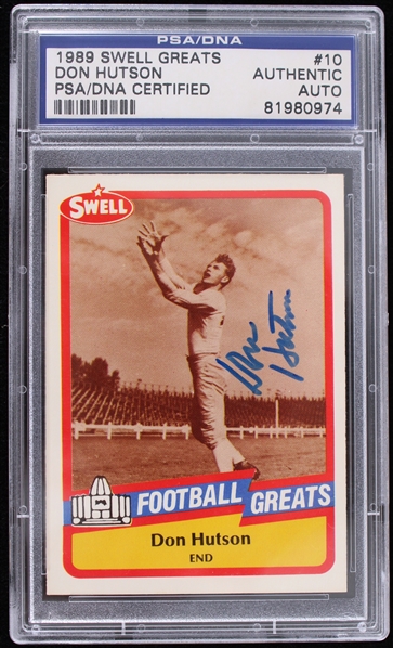 1989 Don Hutson (d.1997) Green Bay Packers Autographed Swell Greats Trading Card (PSA Slabbed)