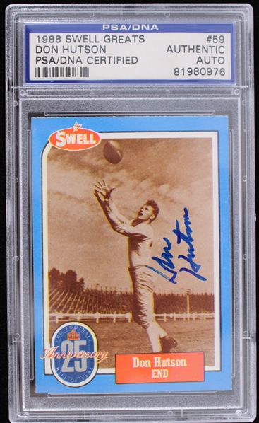 1988 Don Hutson (d.1997) Green Bay Packers Autographed Swell Greats Trading Card (PSA Slabbed)