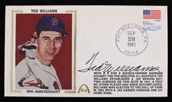 1981 Ted Williams  Boston Red Sox Autographed 40th Anniversary Gateway Envelope *JSA*