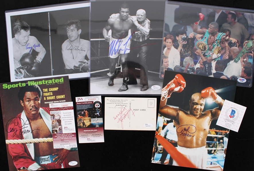 1910s-2010s Jack Dempsey, Muhammad Ali,  George Foreman & more Signed Postcards and 8x10 Photos (Lot of 10)