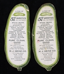 1900's Heinz Advertising 5 Pickle Shaped Card with Girl on Back (Lot of 2)