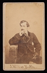 1862-71 John Wilkes Booth 2.5"x4" CDV B&W Photo 1 cent Internal Revenue Stamp and Taylor and Bacon Print on Back