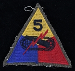 1939-45 WWII US Army 5 Armored Division Green Back Shoulder Patch IR45A