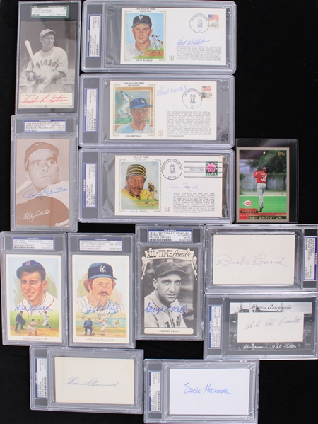 1920s-2000 Heinie Manush St. Louis Browns, Jim "Catfish" Hunter Yankees Signed Index Cards & more (PSA Slabbed) (Lot of 13)