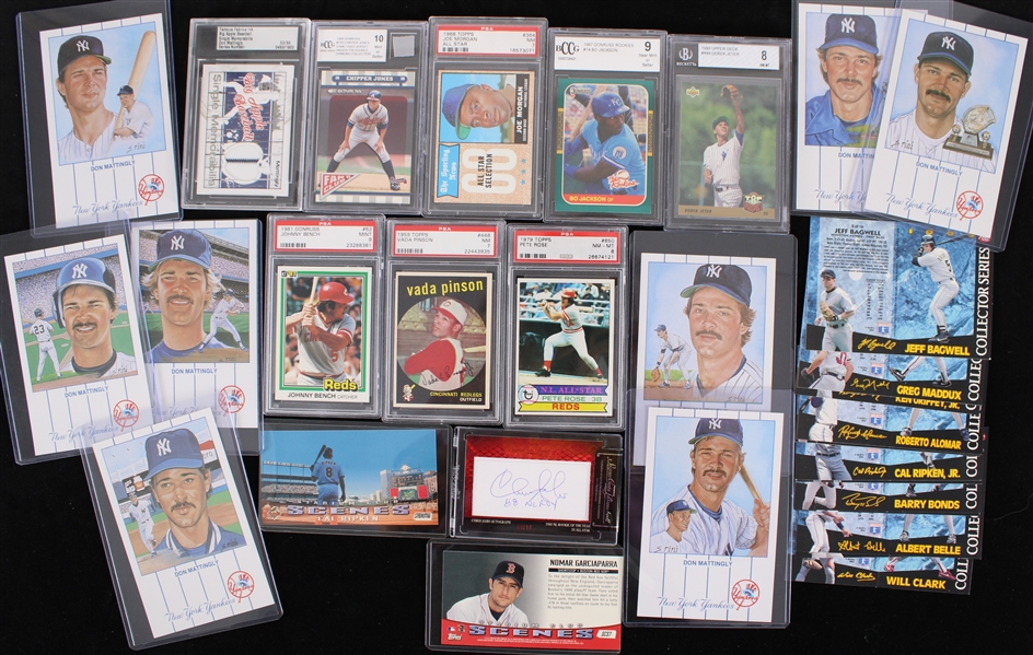 1959-2014 Vada Pinson,  Derek Jeter & more Trading Cards and Post Cards (PSA Slabbed) (Lot of 20)
