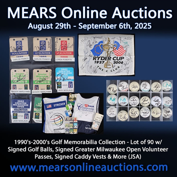 1990s-2000s Golf Memorabilia Collection - Lot of 90 w/ Signed Golf Balls, Greater Milwaukee Open Volunteer Passes, Caddy Vests & More (JSA)