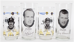 1970s-80s Green Bay Packers Pizza Hut & Milwaukee Brewers McDonalds Drinking Glasses - Lot of 4 w/ Paul Hornung, Jerry Kramer, Yount/Oglivie & Cooper/Thomas