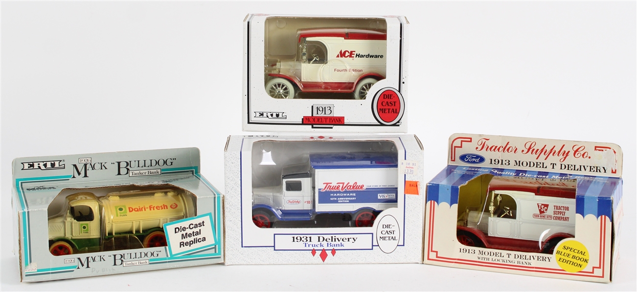 1988-92 ERTL Delivery Trucks MIB Die Cast Metal Replica Coin Banks