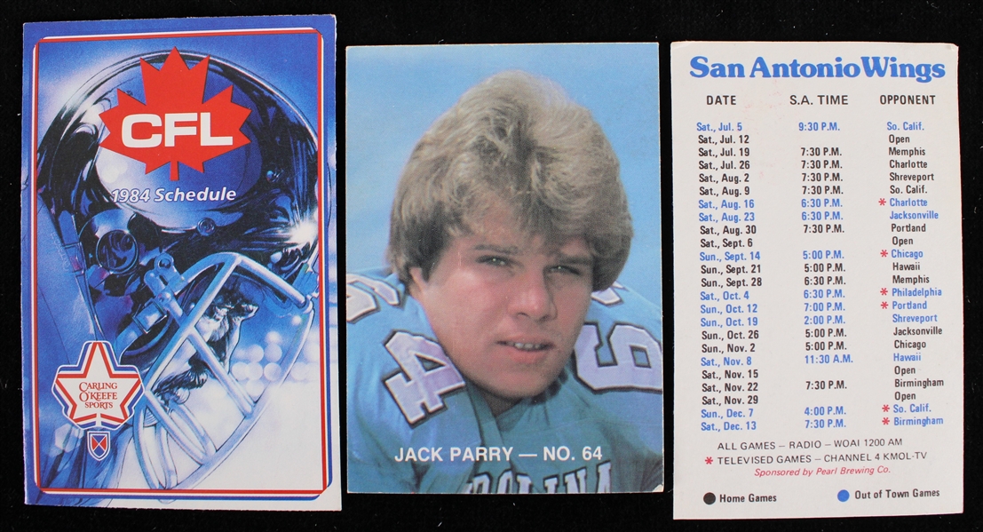 1975-84 San Antonio Wings North Carolina and CFL Pocket Schedules (Lot of 3)