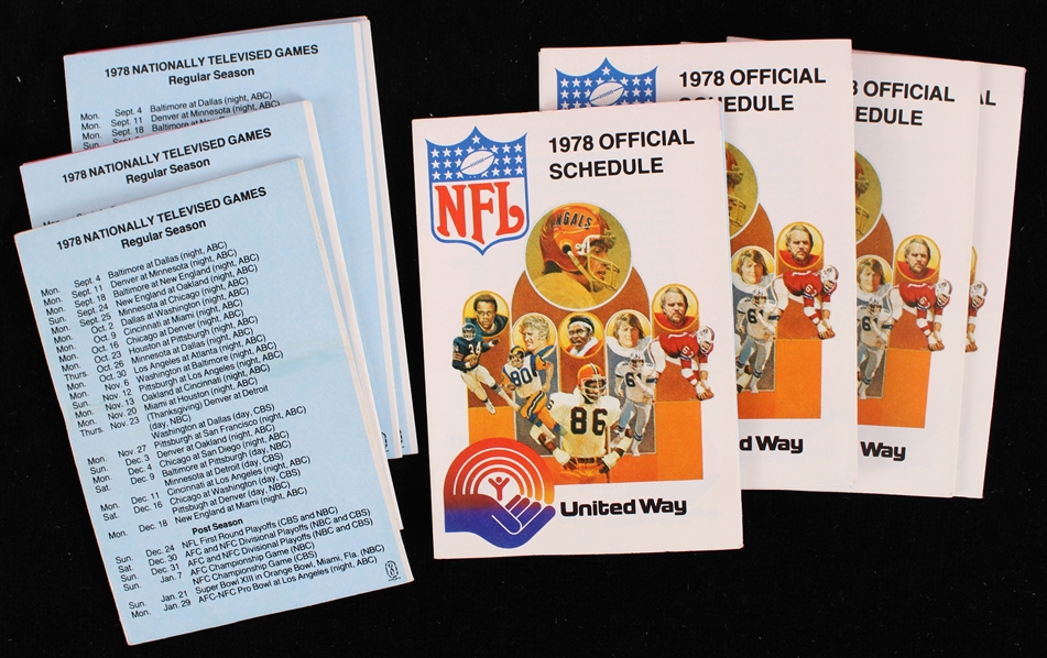 1978 United Way NFL Pocket Schedules (Lot of 13)