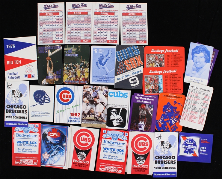 1970s-1980s Chicago Bears Chicago Cubs Chicago White Sox and More Pocket Schedules (Lot of 34)