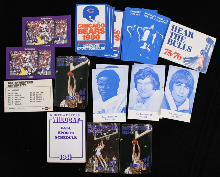 1970s-80s Northwestern University University of Kentucky Chicago Bears and More Pocket Schedules (Lot of 25)