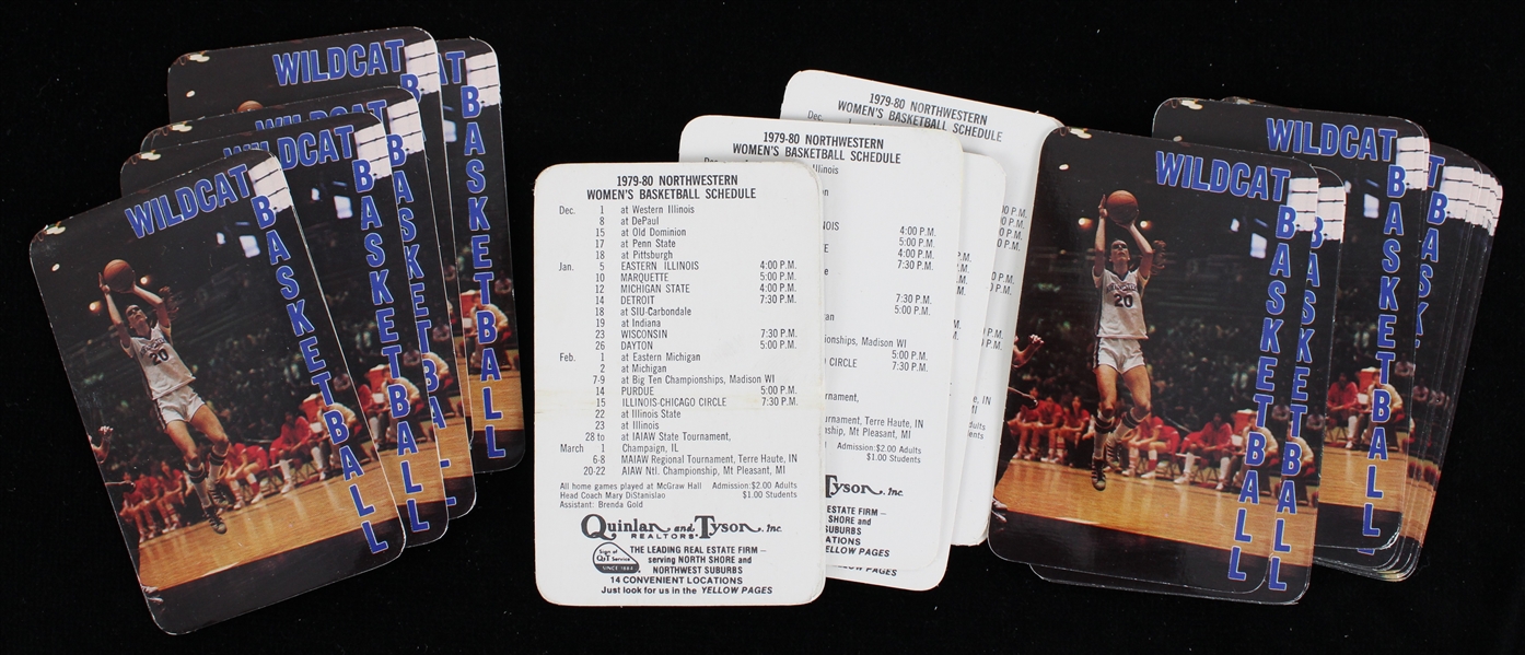 1979-80 Northwestern University Womens  Basketball Pocket Card Schedules (Lot of 45)