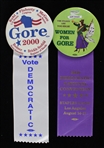 2000 Al Gore Democratic National Convention 3.5" Pinback Buttons w/ Ribbons