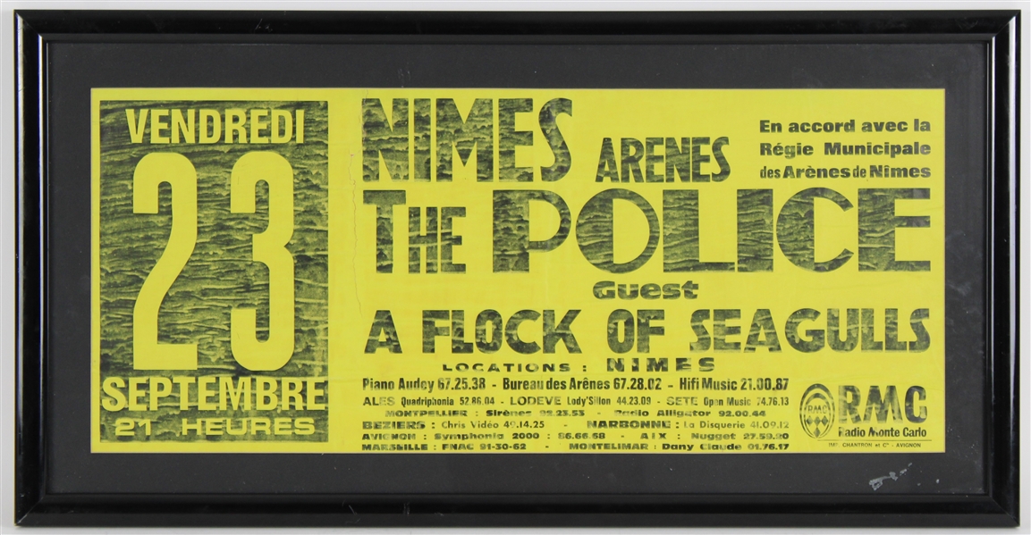 1980s Police & Flock of Seagulls 16x31 Framed Nimes France Concert Promo 