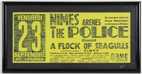 1980s Police & Flock of Seagulls 16x31 Framed Nimes France Concert Promo 