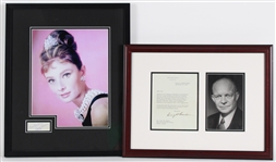 1950s Audrey Hepburn & Dwight Eisenhower Signed 17x21 Framed Photo & Letter (Lot of 2)(JSA)
