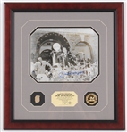 1955 Joe DiMaggio HOF Induction Signed 16x17 Framed Photo w/ Bat Piece (JSA)