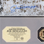 1955 Joe DiMaggio HOF Induction Signed 16x17 Framed Photo w/ Bat Piece (JSA)