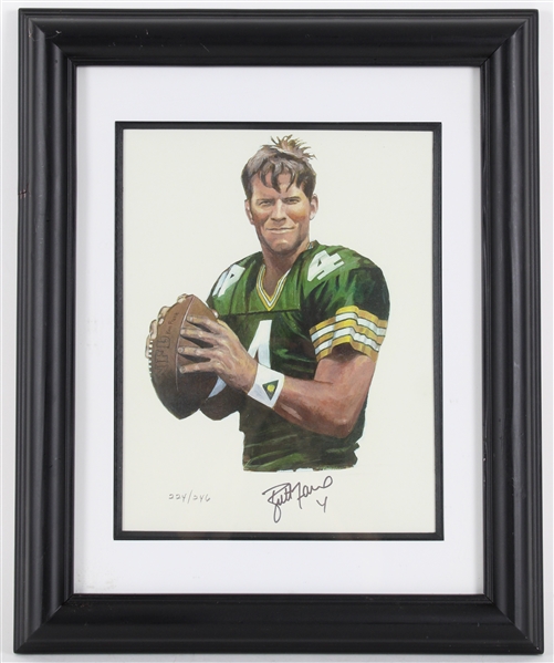 1990s Brett Favre GB Packers Signed 18x22 Framed LE Print (JSA)