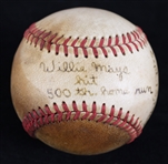 1965 (Sept. 13th) Willie Mays San Francisco Giants 500th Career Homerun – Hit at Astrodome (Attributed to the Estate of Sallie B. Norman) MEARS LOA