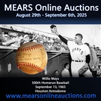 1965 (Sept. 13th) Willie Mays San Francisco Giants 500th Career Homerun – Hit at Astrodome (Attributed to the Estate of Sallie B. Norman) MEARS LOA