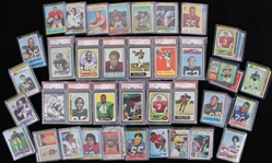 1950s-90s Rookie Football Trading Card Collection - Lot of 110 w/ 43 Slabbed Including Mel Blount, Tim Brown, Earl Campbell, Alan Page, John Stallworth, Paul Warfield & More 