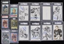 1970s-2010s Football Signed Trading Cards & Postcards - Lot of 25 Slabbed w/ Dan Fouts, Mark Gastineau, Deacon Jones, Merlin Olsen, Gale Sayers, & More