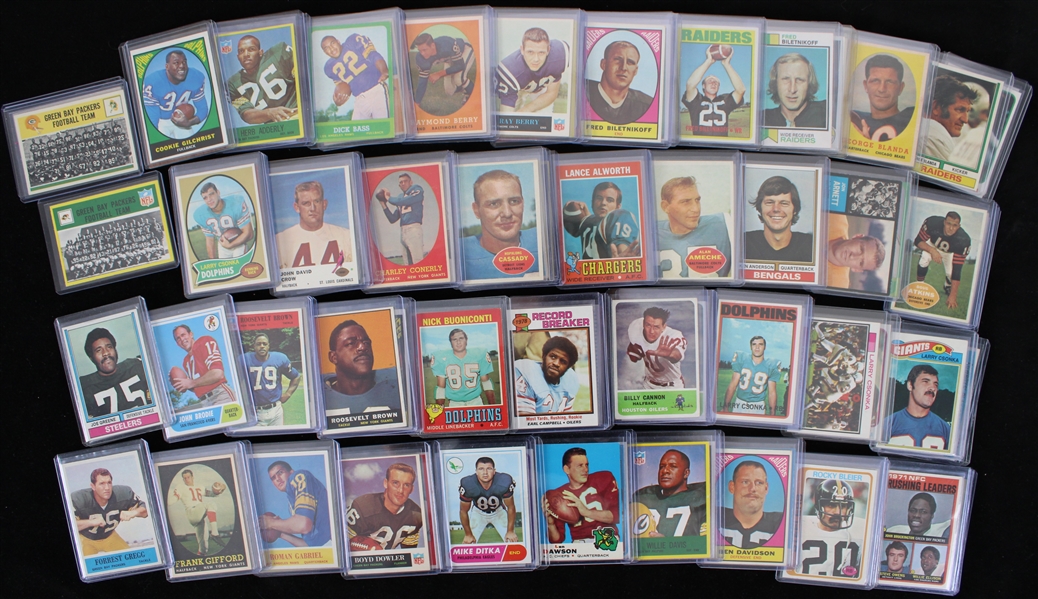 1950s-70s Football Trading Card Collection - Lot of 325+ w/ Fred Biletnikoff, Mike Ditka, Frank Gifford, Joe Greene, Johnny Unitas & More