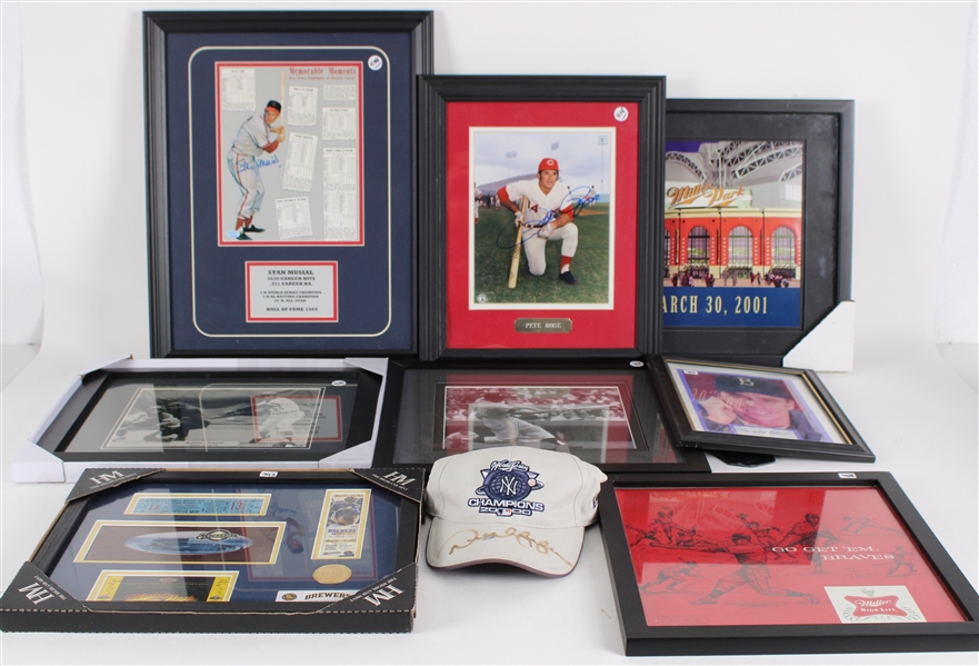 1970s-2000s MLB Collection w/ Stan Musial 16x20 Signed Framed Print, Signed Baseballs, Trading Cards & more (Lot of 40+) 