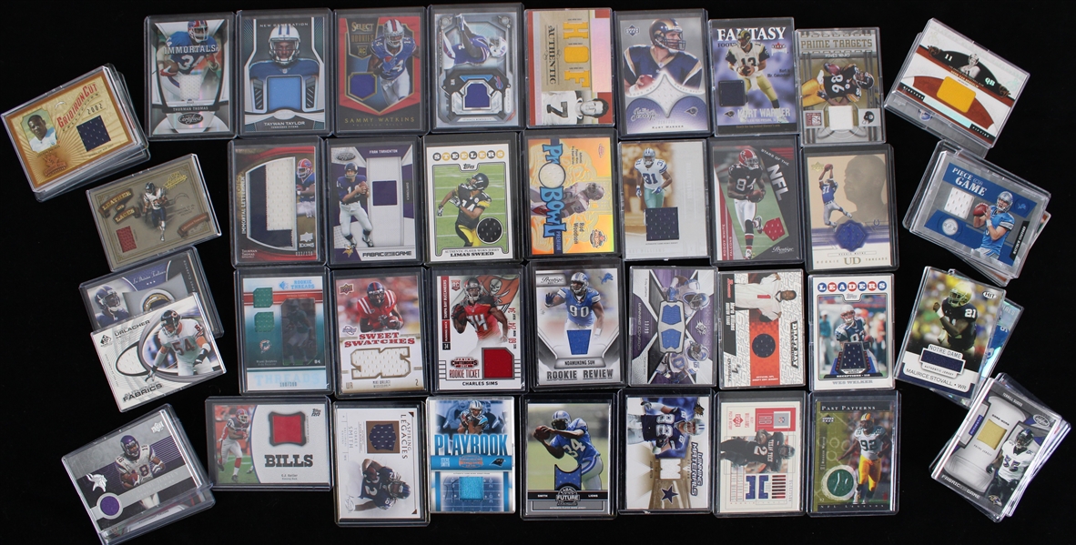 2000s-10s Game Worn Jersey Relic Football Insert Trading Cards - Lot of 110 w/ Steve McNair, Joe Montana, Fran Tarkenton, Reggie White, Rod Woodson & More& More