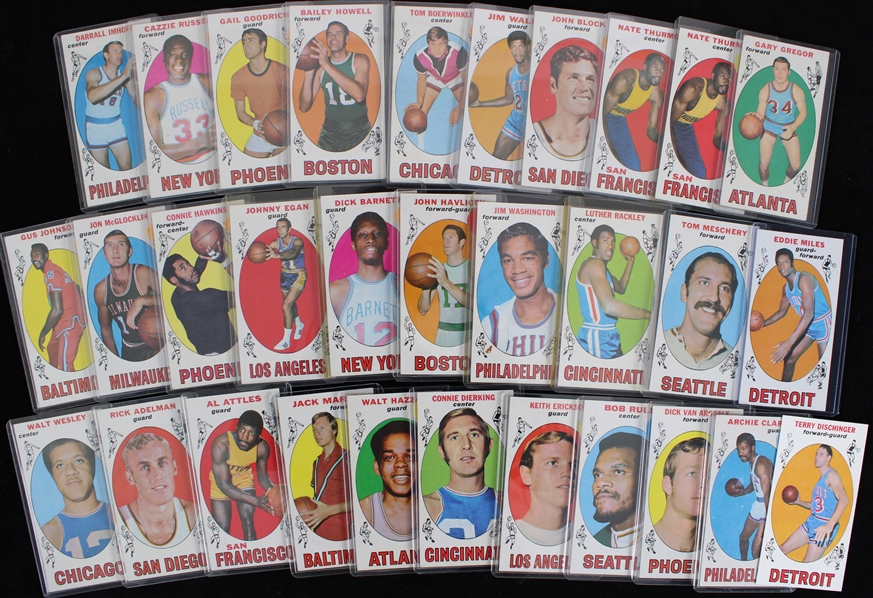 1969 Topps Basketball Card Near Complete Set with 95 of 99 Cards Including John Havlicek, Elgin Baylor, Oscar Robertson, Jerry West, Walt Frazier & More