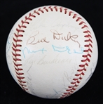 1951-69 Jackie Robinson, Bob Feller, Lou Boudreau Cleveland Indians & More Signed Giles ONL Spaulding Baseball (JSA)