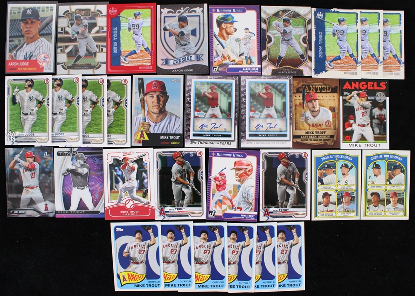 2021 Ronald Acuna Atlanta Braves Aaron Judge NY Yankees Bryce Harper Philadelphia Phillies and Mike Trout LA Angels Trading Cards (Lot of 60)