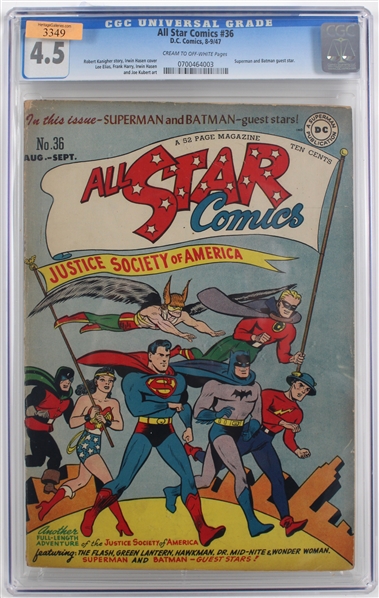 1947 All Star Comics #36 Batman and Superman Guest Star (CGC Slabbed 4.5)