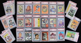 1950s-70s Vintage Football Trading Cards Collection - Lot of 135 PSA Slabbed
