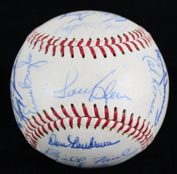 1965 Chicago Cubs Team Signed ONL Giles Baseball w/ 25 Signatures Including Ernie Banks, Ron Santo, Billy Williams & More *Full JSA Letter*