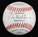 1980's Hall of Famers & Stars Multi Signed Babe Ruth League Baseball Including Ernie Banks, Bob Feller, Pee Wee Reese & More *Full JSA Letter*