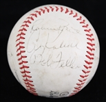 1980's Hall of Famers & Stars Multi Signed Babe Ruth League Baseball Including Ernie Banks, Bob Feller, Pee Wee Reese & More *Full JSA Letter*