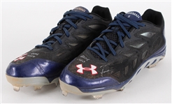 2014 Freddie Freeman Atlanta Braves Signed Under Armour Game Worn Cleats (MEARS LOA / JSA)