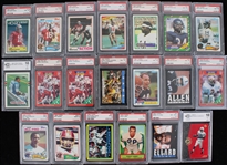 1960s-90s Football Trading Card Collection - Lot of 20 PSA Slabbed w/ Barry Sanders, Joe Montana, Walter Payton & More