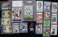 1970's-2010's Football Trading Card Collection - Lot of 75+ w/ Slabbed, Signed, Oversize & More