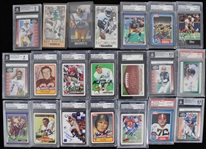 1970's-2010's Football Trading Card Collection - Lot of 75+ w/ Slabbed, Signed, Oversize & More