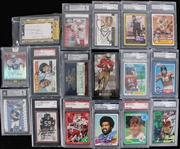1970's-2010's Football Trading Card Collection - Lot of 75+ w/ Slabbed, Signed, Oversize & More